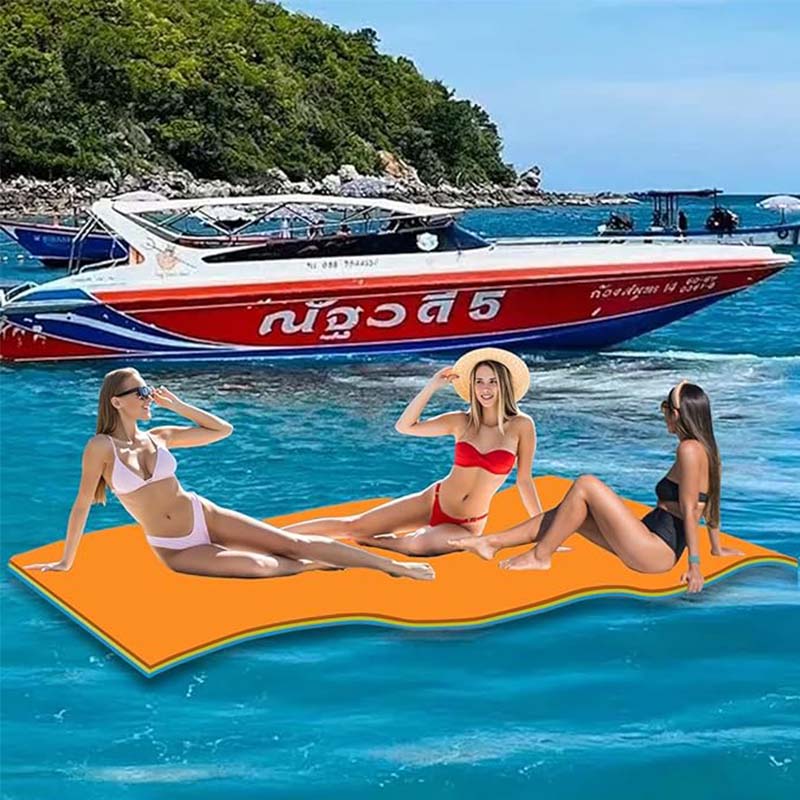 12' x 6’ Floating Water Pad, 3-Layer Tear-Resistant XPE Foam Mat,Floating Island for Lake, Pool, Ocean, Beach, and Boating,Orange