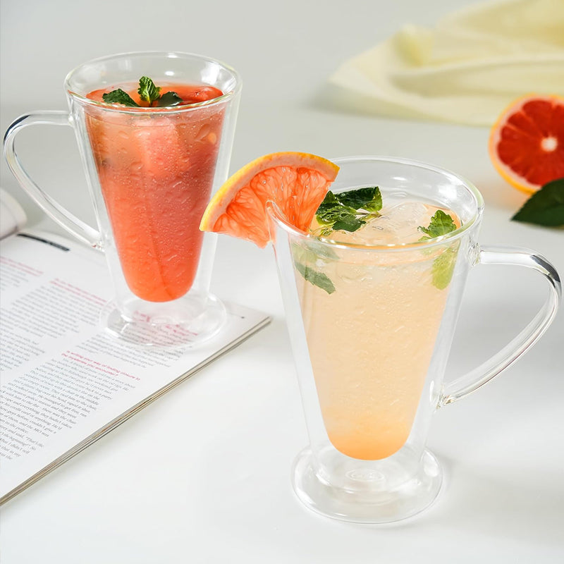 360ml/12oz Double Wall Coffee Glass Clear Glass lnsulated Cappuccino Tea Latte Cup