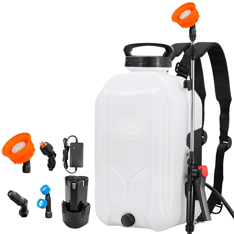 4 Gallon Battery Powered Backpack Sprayer with 12V Rechargeable Battery 4 Mist Nozzles Backpack Sprayer