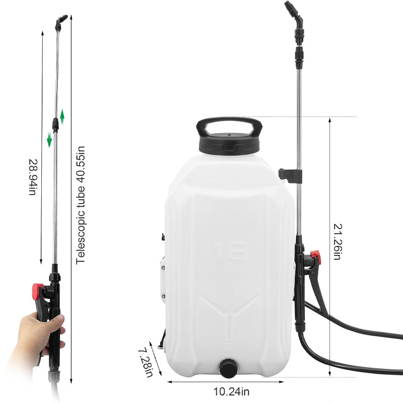 4 Gallon Battery Powered Backpack Sprayer with 12V Rechargeable Battery 4 Mist Nozzles Backpack Sprayer