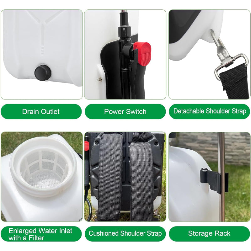 4 Gallon Battery Powered Backpack Sprayer with 12V Rechargeable Battery 4 Mist Nozzles Backpack Sprayer