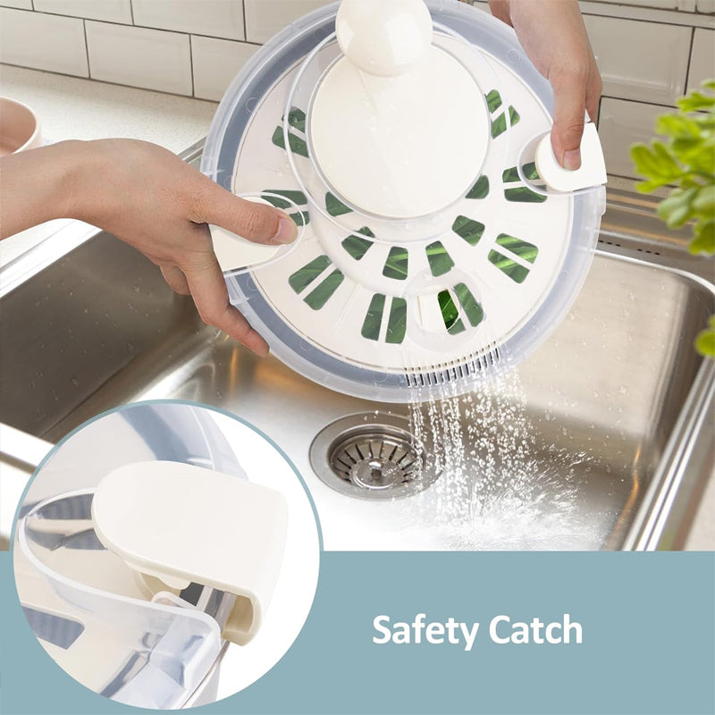 5Qt Stainless Steel Salad Spinner Large Vegetable Dryer with Drain Bowl Colander Spinner