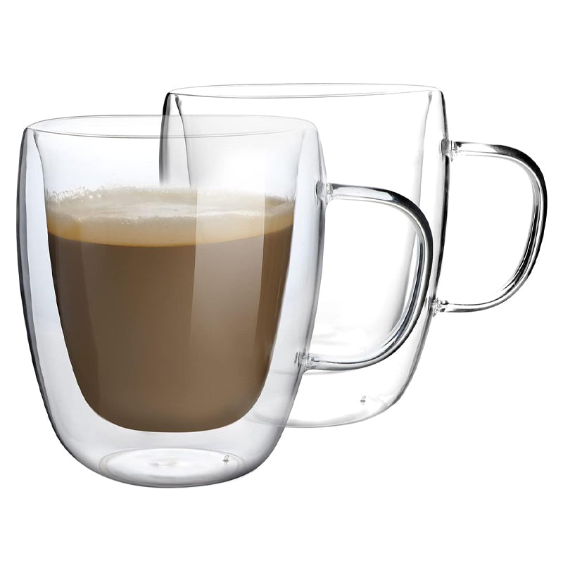 450ml 15oz Insulated Coffee Glass Borosilicate Glass Coffee Mug Classic Glass Cup
