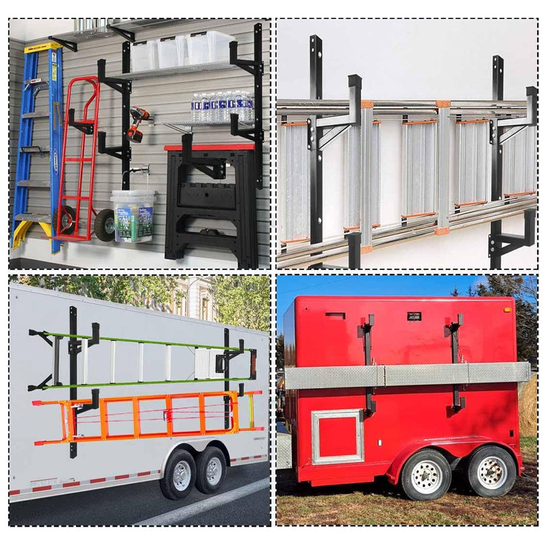 Trailer Ladder Rack 661 LBS Capacity for Enclosed Trailer Exterior Side Wall Carry 1 or 2 Ladders