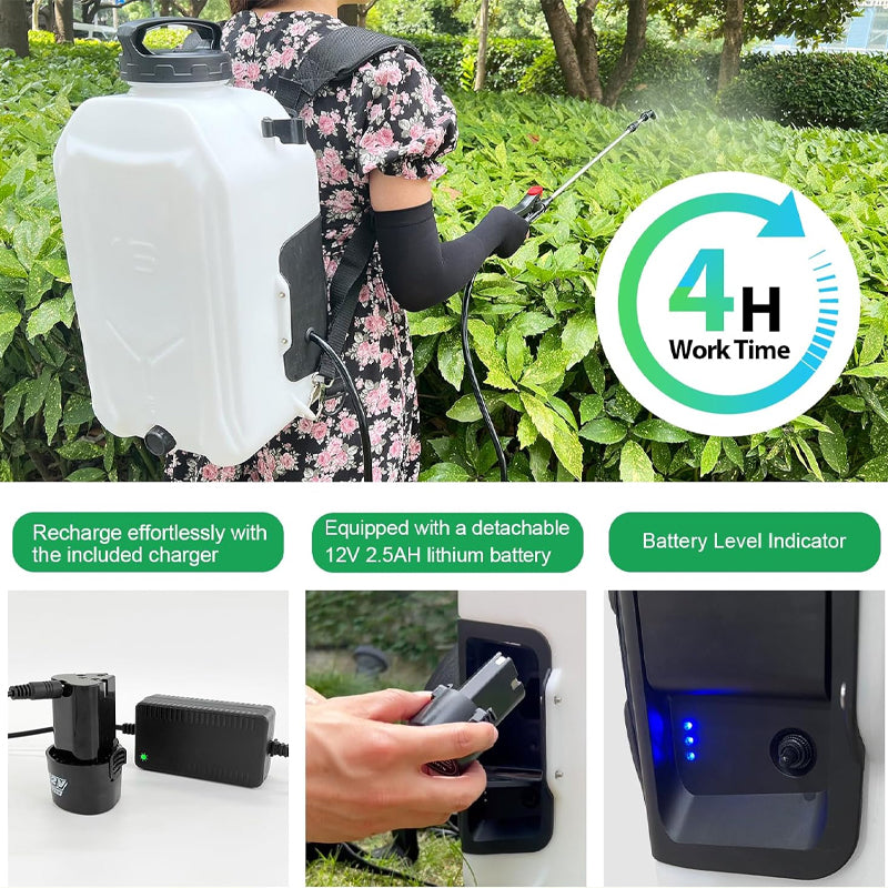4 Gallon Battery Powered Backpack Sprayer with 12V Rechargeable Battery 4 Mist Nozzles Backpack Sprayer