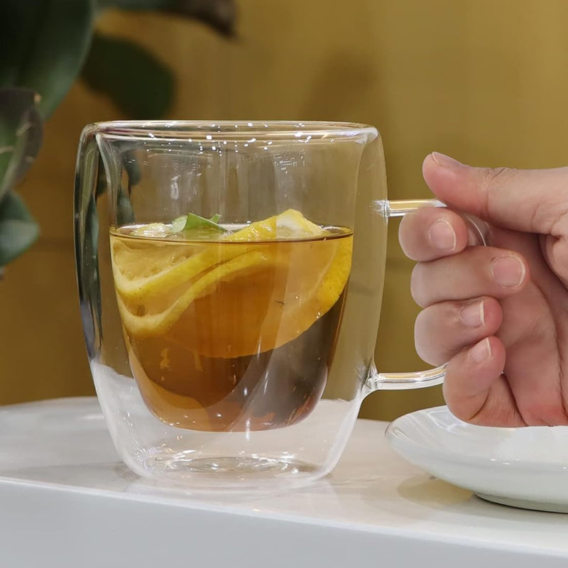 450ml 15oz Insulated Coffee Glass Borosilicate Glass Coffee Mug Classic Glass Cup