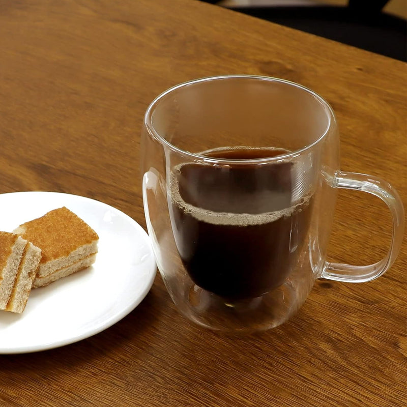 450ml 15oz Insulated Coffee Glass Borosilicate Glass Coffee Mug Classic Glass Cup