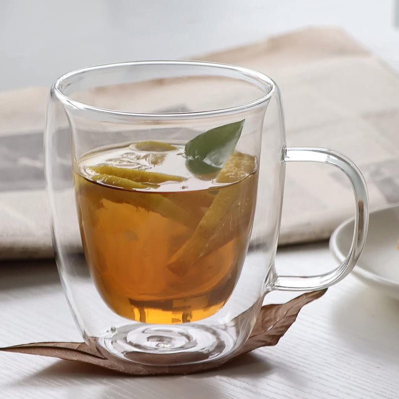 450ml 15oz Insulated Coffee Glass Borosilicate Glass Coffee Mug Classic Glass Cup