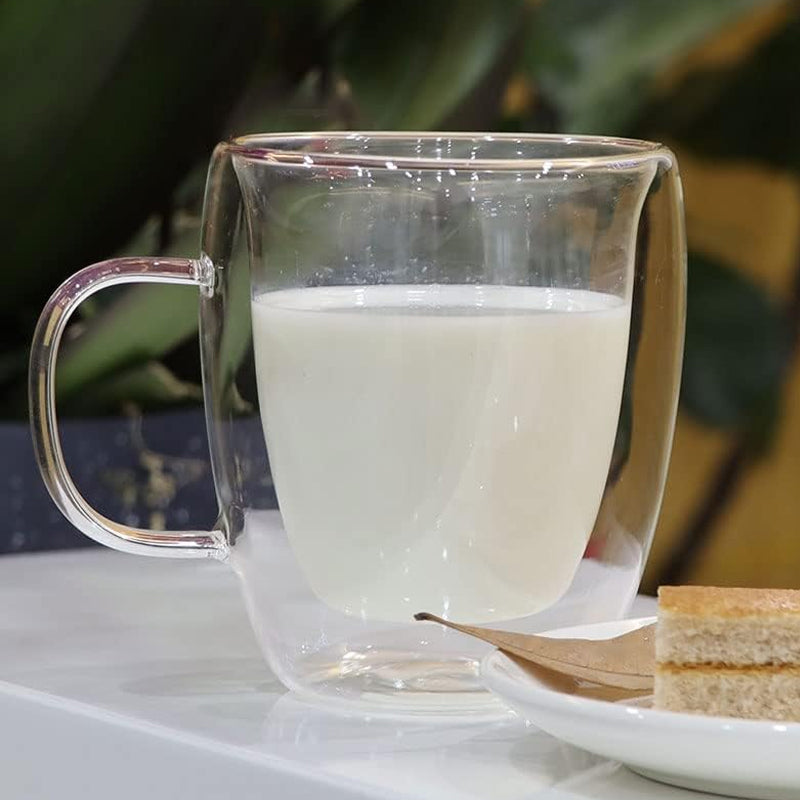 450ml 15oz Insulated Coffee Glass Borosilicate Glass Coffee Mug Classic Glass Cup