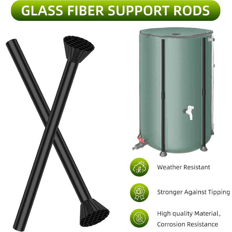 100 Gallon Collapsible Rain Barrel Large Capacity PVC Rainwater Collection System with Filter Spigots Overflow Kit