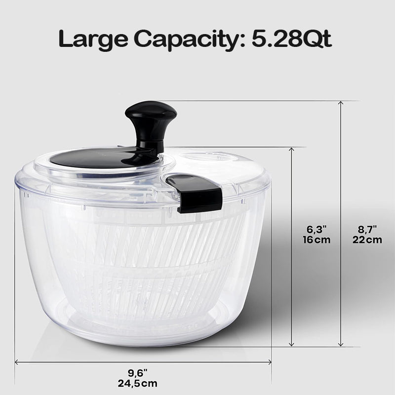 5.28Qt Large Salad Spinner Lettuce Spinner Vegetable Dryer Fruit Washer Pasta and Fries Spinner