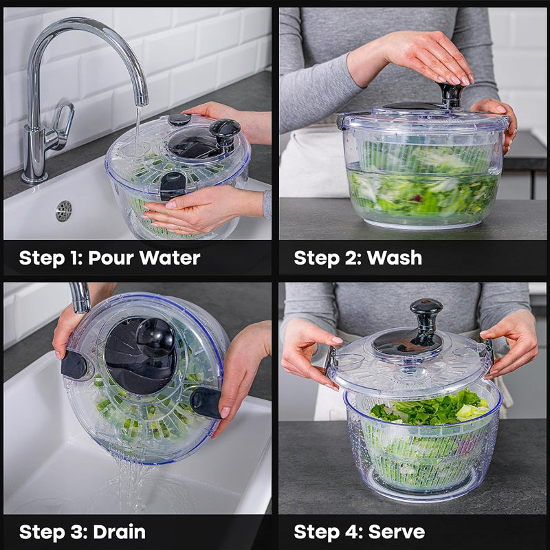 5.28Qt Large Salad Spinner Lettuce Spinner Vegetable Dryer Fruit Washer Pasta and Fries Spinner