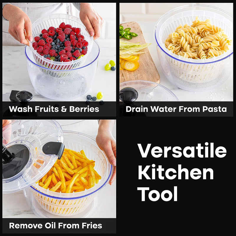 5.28Qt Large Salad Spinner Lettuce Spinner Vegetable Dryer Fruit Washer Pasta and Fries Spinner