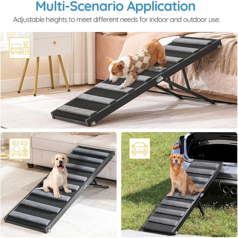 Dog Ramp 51.2" Long Foldable Dog Ramp Adjustable from 11.8" to 29.5" Portable Dog Ramp