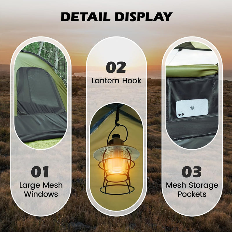 8'W × 8'L × 7.2'H SUV Camping Tent PU3000mm Double Layer Design SUV Tent for Camping with Rainfly