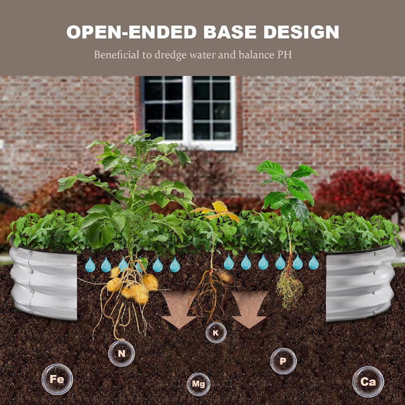 6x3x1 ft Raised Garden Bed Galvanized Metal Planter Box Outdoor Planter Bed with Safety Edging and Gloves