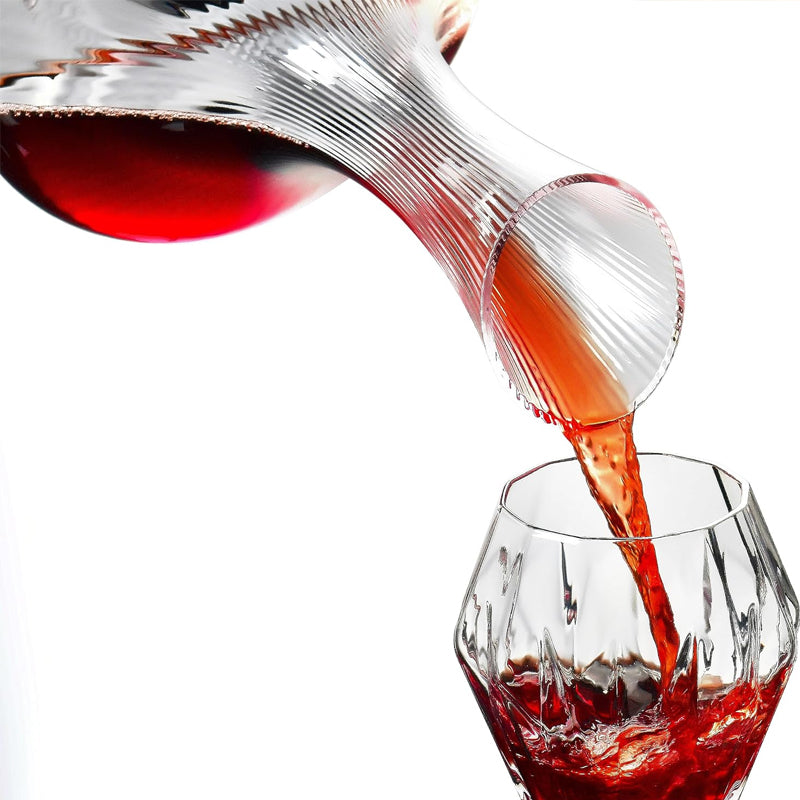 750ml Wine Decanter Lead-Free Crystal Glass Vertical Stripe Design Wine Accessories