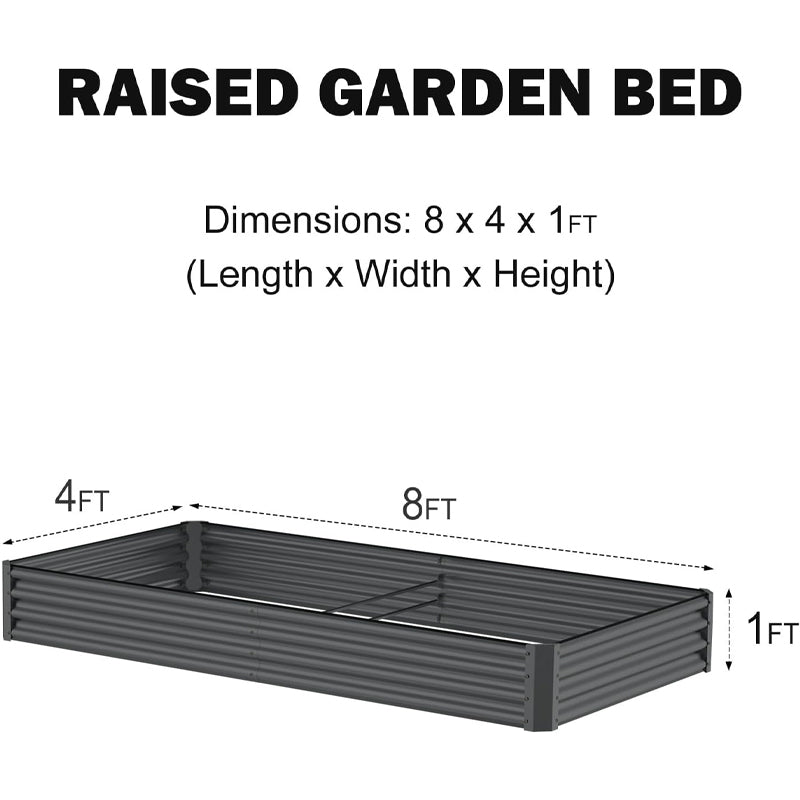 8x4x1 ft Raised Garden Bed Metal Planter Raised Garden Boxes Outdoor for Vegetables Flowers Herb