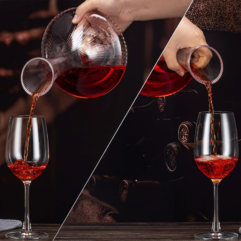 750ml Wine Decanter Lead-Free Crystal Glass Vertical Stripe Design Wine Accessories