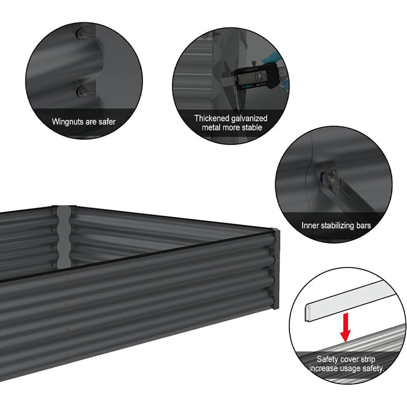 8x4x1 ft Raised Garden Bed Metal Planter Raised Garden Boxes Outdoor for Vegetables Flowers Herb