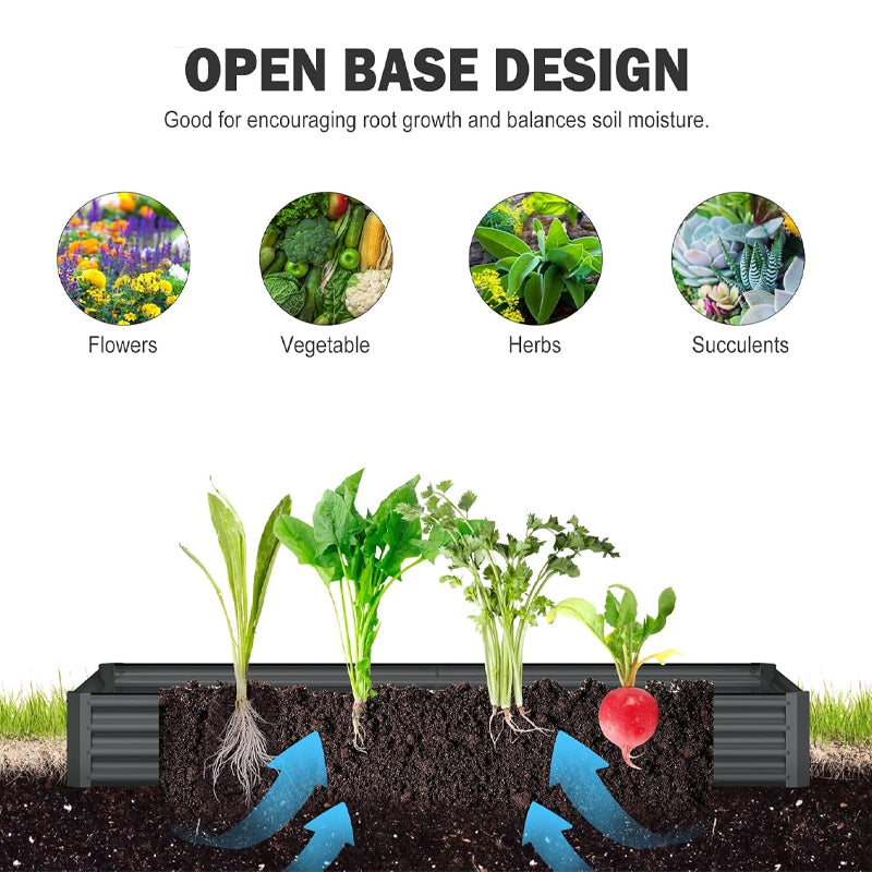 8x4x1 ft Raised Garden Bed Metal Planter Raised Garden Boxes Outdoor for Vegetables Flowers Herb