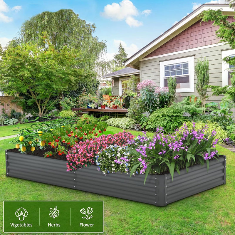 8x4x1 ft Raised Garden Bed Metal Planter Raised Garden Boxes Outdoor for Vegetables Flowers Herb