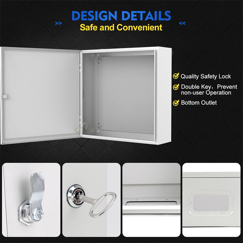 24" x 24" x 8" Electrical Enclosure Outdoor Electrical Junction Box IP66 Waterproof & Dustproof