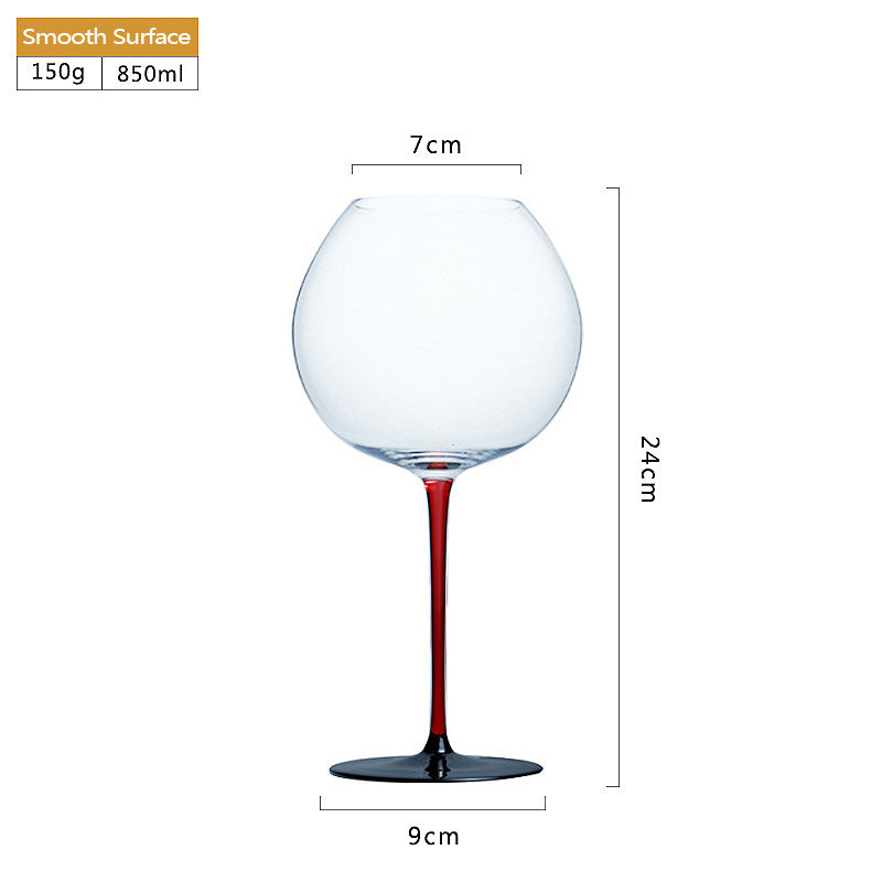 Crystal Wine Glass Stemware 850ml Burgundy Red Wine Goblet 10pcs Red Column Black Bottom