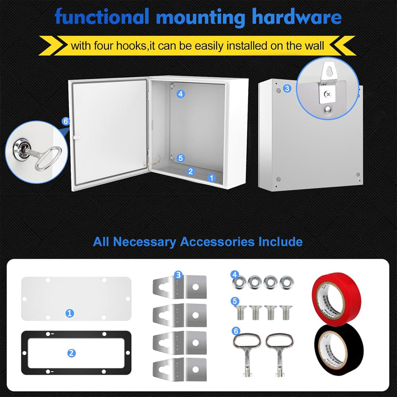 24" x 24" x 8" Electrical Enclosure Outdoor Electrical Junction Box IP66 Waterproof & Dustproof