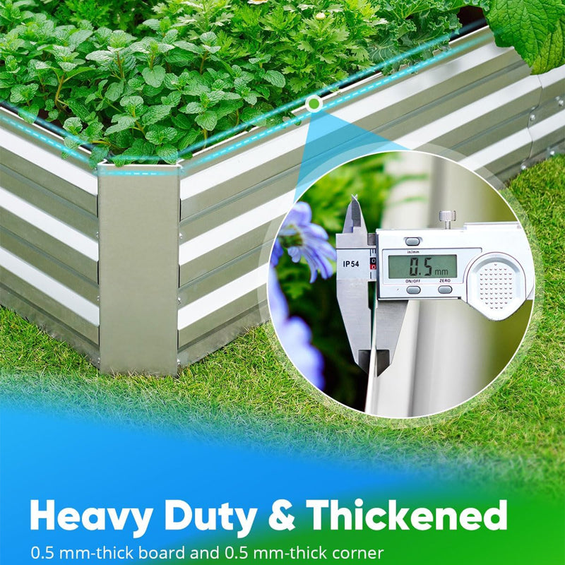 8x4x2 ft Galvanized Raised Garden Bed with 2 Tomato Cages for Outdoor Vegetable Flower