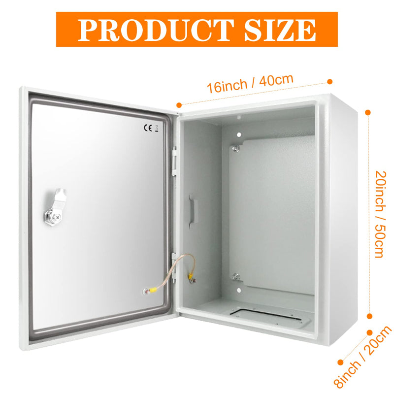 20" x 16" x 8" Electrical Enclosure NEMA 4X Wall Mounted Electrical Junction Box Lockable Junction Box