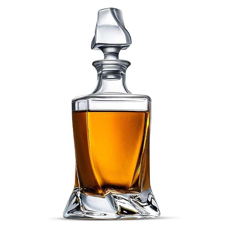750ml/25oz Whiskey Decanter with Stopper Twisted Decanter for Liquor Scotch Bourbon Vodka Brandy