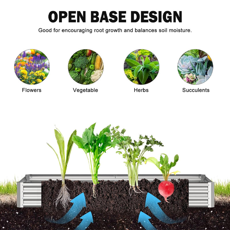 5x3x1 ft Raised Garden Bed Kit Outdoor Raised Garden Box Metal Raised Garden Bed Silver Planter