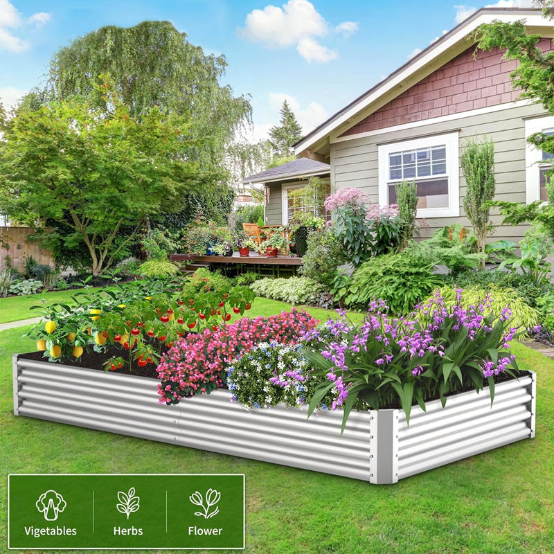 5x3x1 ft Raised Garden Bed Kit Outdoor Raised Garden Box Metal Raised Garden Bed Silver Planter