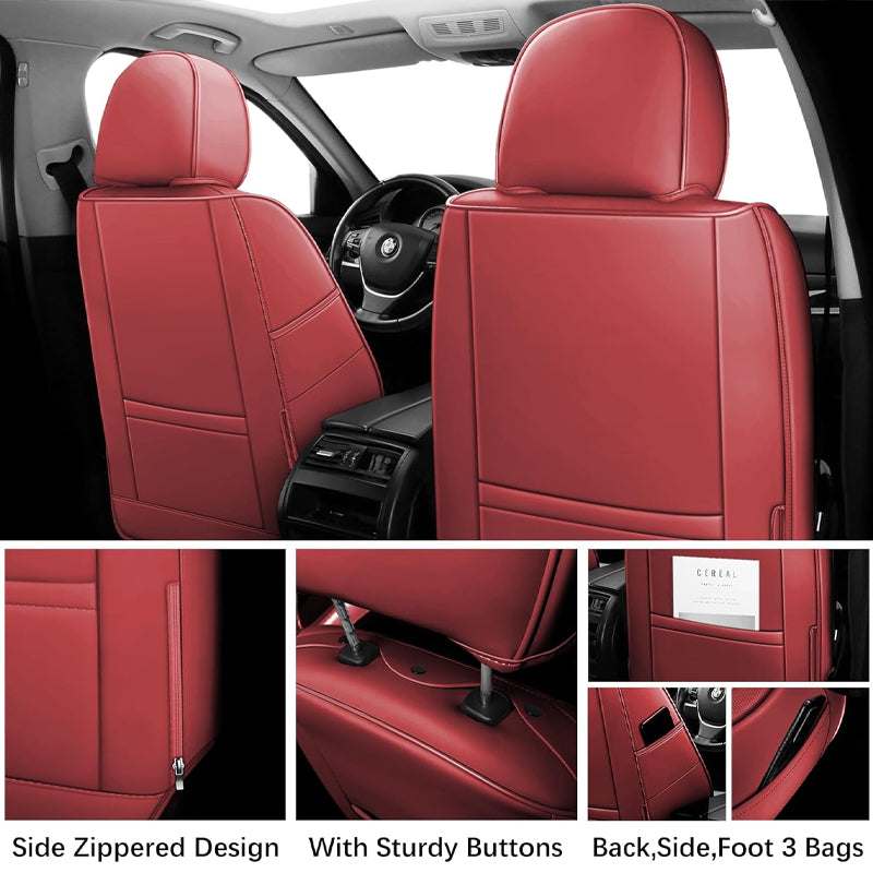Wine Red Car Seat Covers Universal Leather Seat Covers for Cars Sedan SUV Truck for 5 Seats