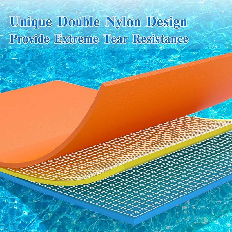 12' x 6’ Floating Water Pad, 3-Layer Tear-Resistant XPE Foam Mat,Floating Island for Lake, Pool, Ocean, Beach, and Boating,Orange