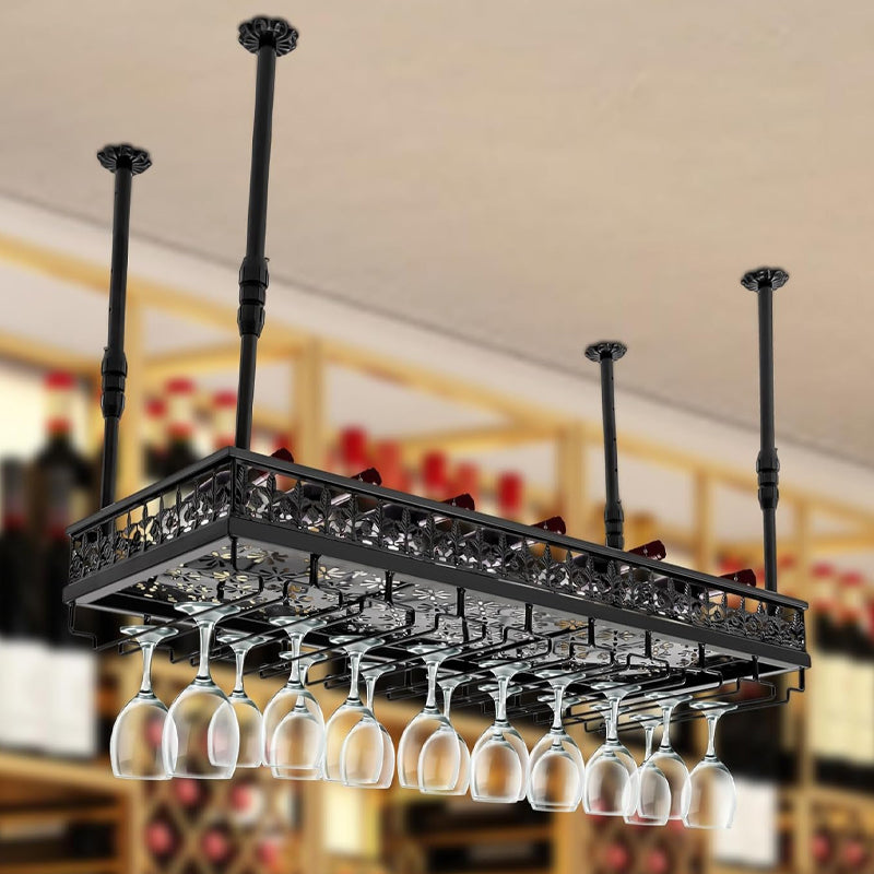 35.43"D x 13.78"W Ceiling Wine Glass Rack Metal Hanging Wine Glass Rack for Bar Cafe Kitchen