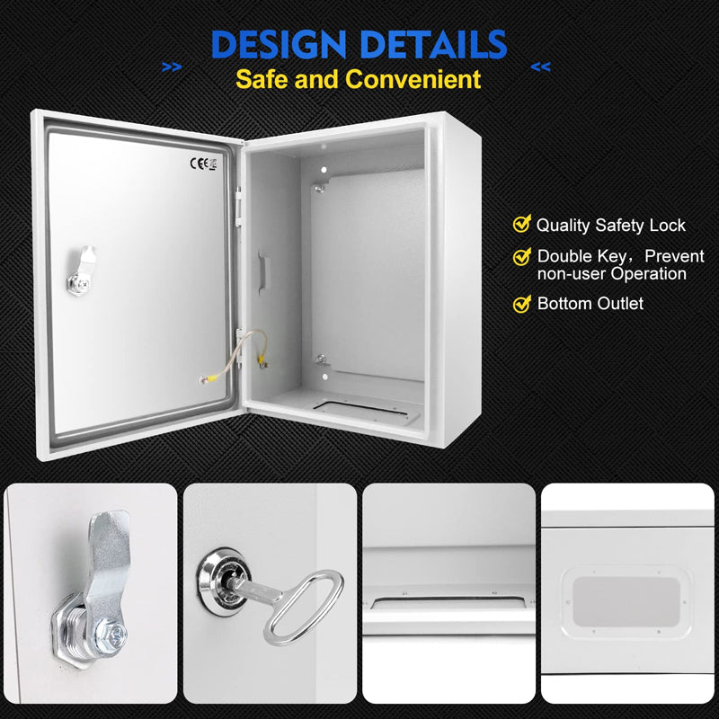 12" x 10" x 6" Electrical Enclosure Steel Electrical Junction Box NEMA 4X IP66 Enclosure Box