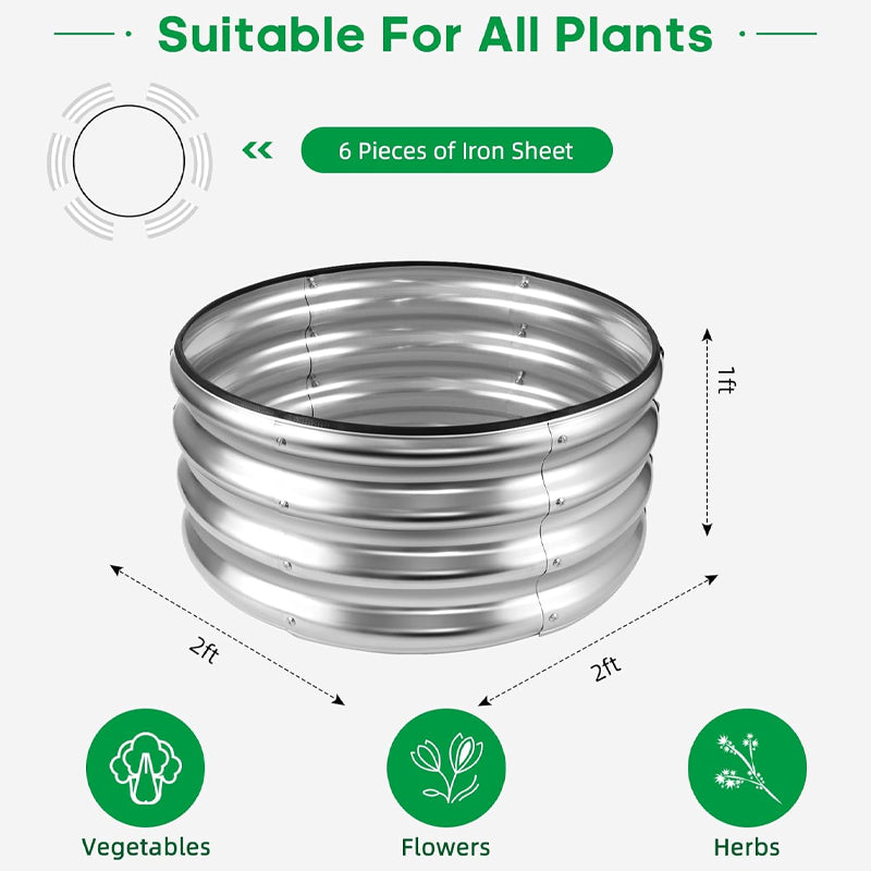 2×2×1 ft Round Raised Garden Bed Easy Assembly Garden Bed Planter Box for Vegetables Fruits Flowers