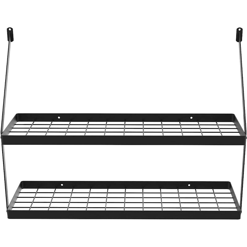 30-Inch Pot Rack Wall Mounted Hanging Rack Pot Organizer Black with 12 S-Hooks