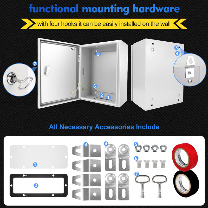 12" x 10" x 6" Electrical Enclosure Steel Electrical Junction Box NEMA 4X IP66 Enclosure Box