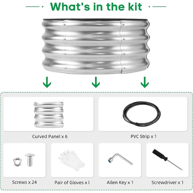 2×2×1 ft Round Raised Garden Bed Easy Assembly Garden Bed Planter Box for Vegetables Fruits Flowers