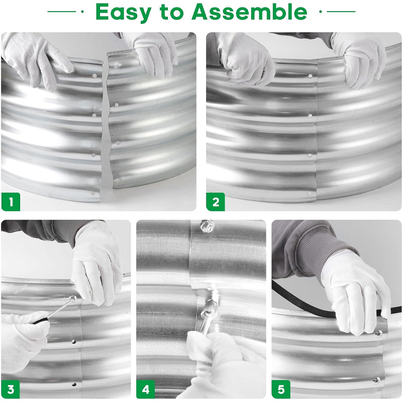 2×2×1 ft Round Raised Garden Bed Easy Assembly Garden Bed Planter Box for Vegetables Fruits Flowers