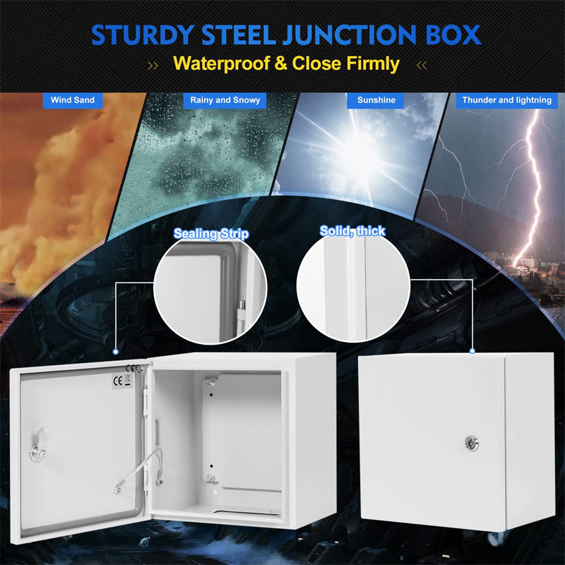 12" x 12" x 8" Electrical Junction Box Steel Enclosure NEMA 4X Enclosure Box Wall Mounted IP66