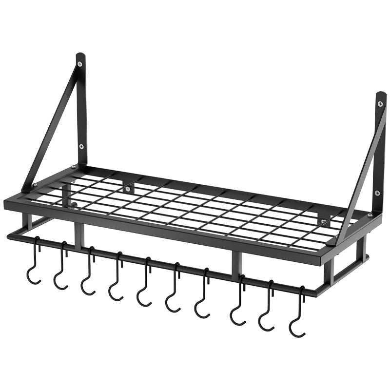 24 Inch Kitchen Pot Rack Wall Mounted Rust Resistant Hanging Rack With 10pcs Hooks