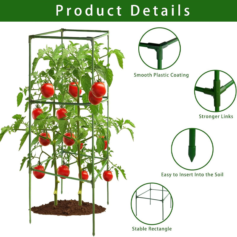 58 × 15.7 × 15.7 Inch Tomato Cages Square Tomato Plant Stakes Support Cages for Climbing Vegetables Flowers