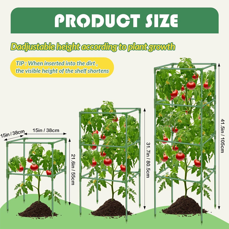 41.5 x 15 x 15 Inch Tomato Cages 8 pcs Garden Tomato Cage Square Plant Support Pole Steel Plant Tower