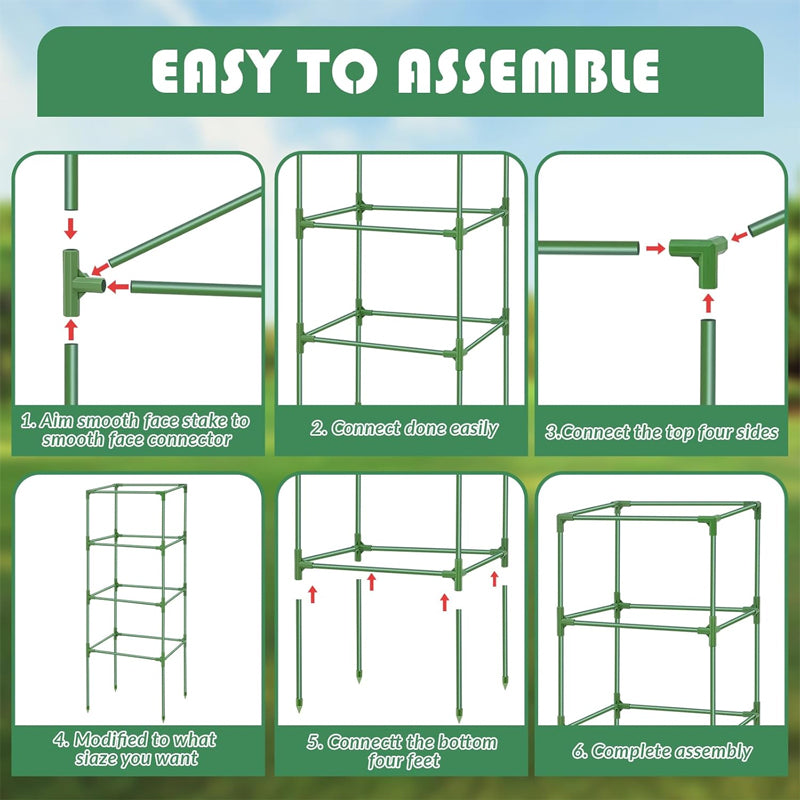 41.5 x 15 x 15 Inch Tomato Cages 8 pcs Garden Tomato Cage Square Plant Support Pole Steel Plant Tower