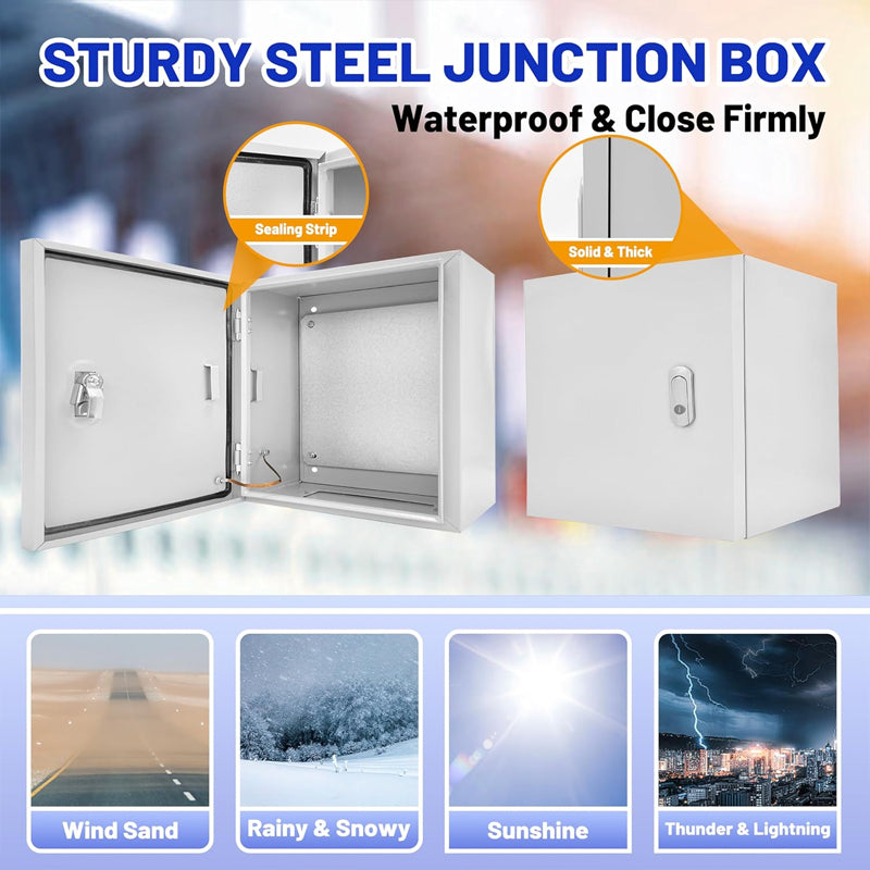 16" x 16" x 8" Outdoor Electrical Box Lockable Electrical Junction Box NEMA 4X Electrical Enclosure