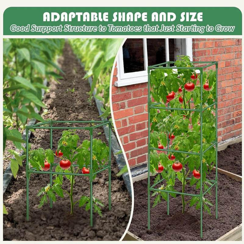 41.5 x 15 x 15 Inch Tomato Cages 8 pcs Garden Tomato Cage Square Plant Support Pole Steel Plant Tower